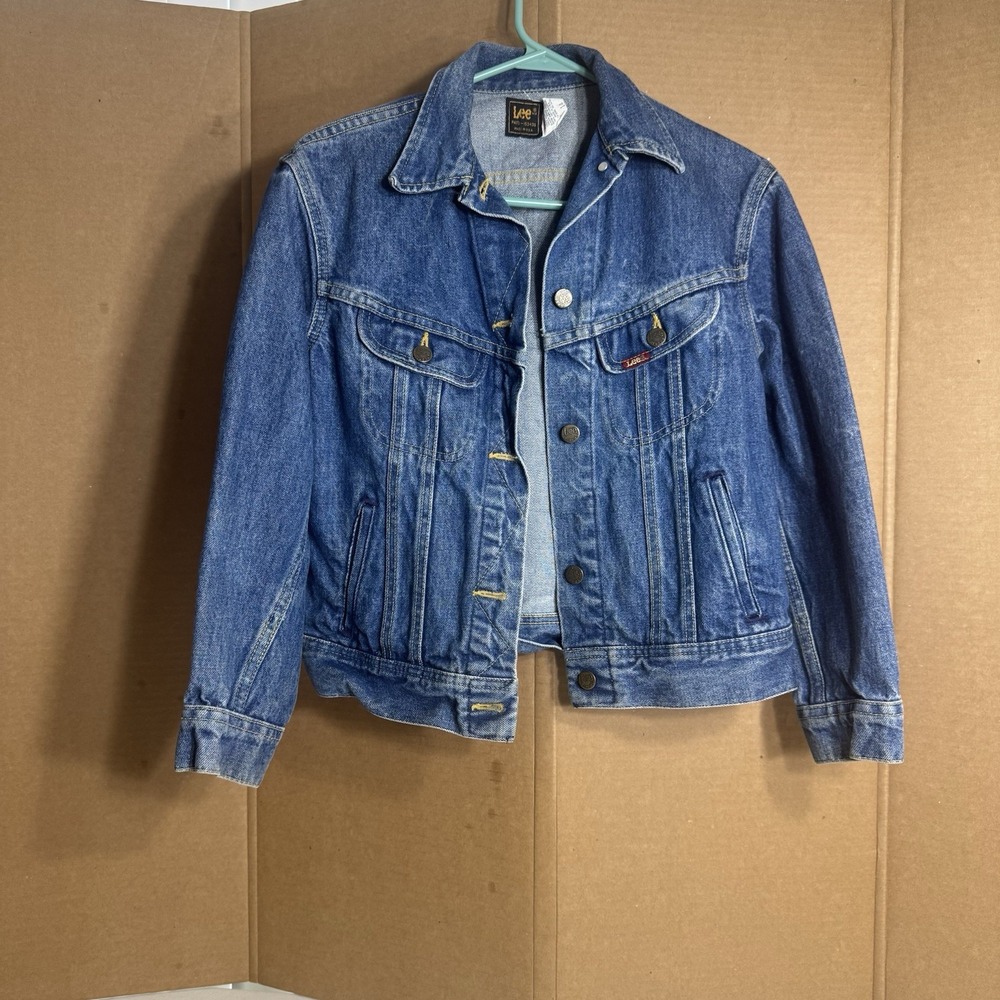 Vintage Lee Denim Jacket Womens Size XS Blue Jean Trucker Western USA‎ Made